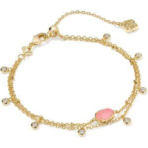 Emilie Multi Strand Crystal Pink Drusy Bracelet Fashion Jewelry for Women